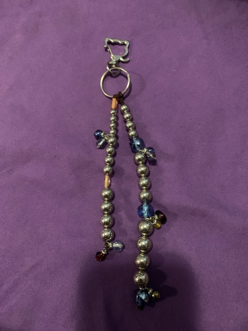 Vintage Jewelry Beaded cat Keychain